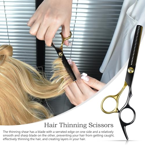 Niura 12 PCS Hair Cutting Scissors Set - Professional Barbers & Salon Kit: Cutting & Thinning Scissors. Comb. Cape. Clips for Men. Women. Kids & Pet