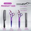 JASON Hair Scissors Professional - 10 PCS Haircut Scissors Set. Thinning Shears for Hair Cutting with 30 Teeth. Straight Shears for Men Women Home Salon Barber (6.7. Purple)
