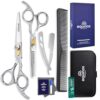 Equinox Professional Hair Scissors Set - Premium Barber Kit. Includes Hair Cutting Scissors. Thinning Shears. Straight Razor. Basic Comb. Cleaning Cloth. Oil & Sandpaper - Hair Salon & Barber Supplies