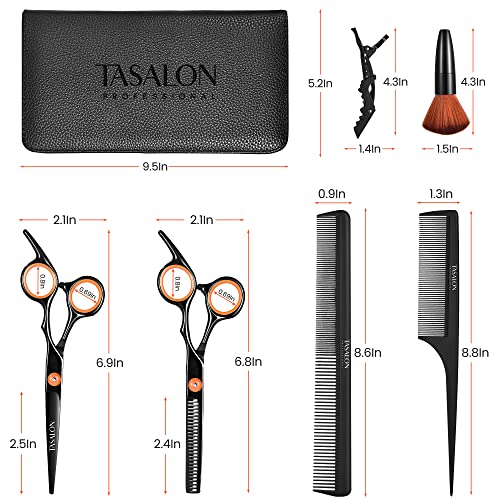 TASALON Hair Cutting Scissors Kit- All-in-1 Set of Hair Cutting Scissors - Professional Hair Shears. Thinning Scissor. Hair Comb. Neck Duster in Leather Bag -Haircut Scissor Kit