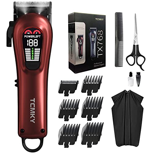 51MVmLkGOnL.jpg Hair Clippers for Men Professional Clippers for Men Cordless&Corded Barber Clippers for Hair Cutting & Grooming. Rechargeable Hair Trimmer Kit for Household (Red)