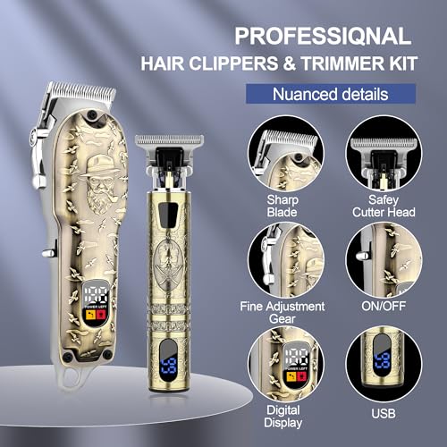 Hair Clippers Set for Men. Hair Clipper Trimmer with LED Display. Professional Cordless Hair Clipper Shaver Beard Trimmer. Hair Cutting Machine for Men. Holiday Gift for Him Father's Day Gift