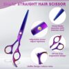 JASON Hair Scissors Professional - 10 PCS Haircut Scissors Set. Thinning Shears for Hair Cutting with 30 Teeth. Straight Shears for Men Women Home Salon Barber (6.7. Purple)