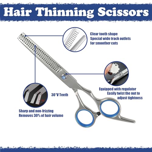 Hair Cutting Scissors Kit.27PCS Professional Stainless-Steel Sharp Barber Professional Hairdressing Shears Set with 6.5 Inch Cutting Scissors.Thinning Shears for Man Woman Adults Kids Home Salon