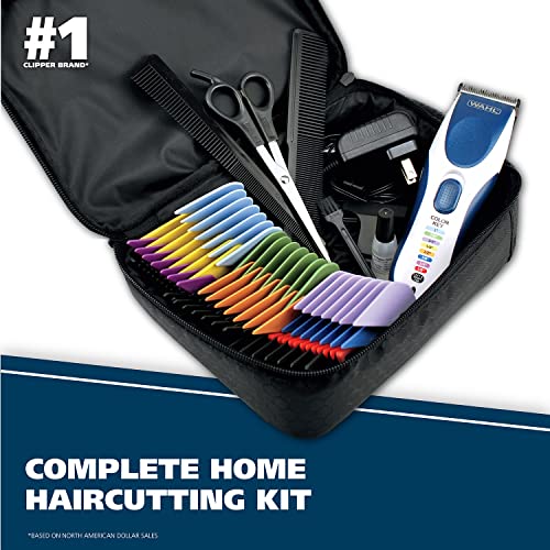 Wahl Color Pro Cordless Rechargeable Hair Clipper & Trimmer – Easy Color-Coded Guide Combs - for Men. Women. & Children – Model 9649P