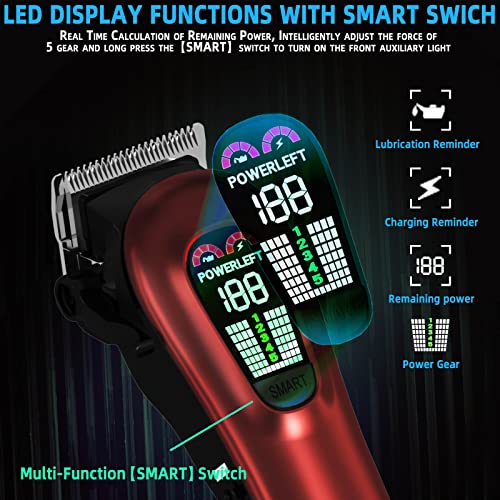 51WZkqvqNCL.jpg Hair Clippers for Men Professional Clippers for Men Cordless&Corded Barber Clippers for Hair Cutting & Grooming. Rechargeable Hair Trimmer Kit for Household (Red)