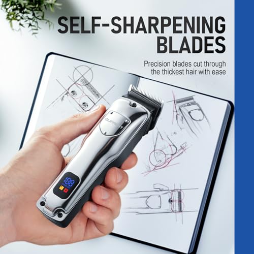 SUPRENT Cordless Hair Clippers for Men Professional Hair Cutting Trimmer with LED Display Trimmer for Barbers & Home Use