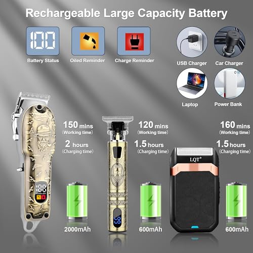 Hair Clippers Set for Men. Hair Clipper Trimmer with LED Display. Professional Cordless Hair Clipper Shaver Beard Trimmer. Hair Cutting Machine for Men. Holiday Gift for Him Father's Day Gift