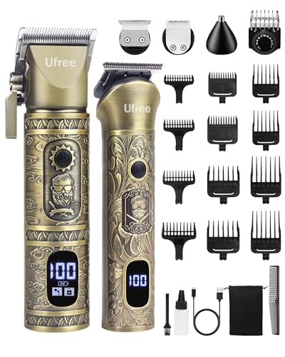 Ufree Hair Clippers for Men Professional with Beard Trimmer. Barber Clippers and Trimmers Set. Electric Razor Shavers for Men. Cordless Mens Grooming Kit for Nose. Face. Hair. Gifts