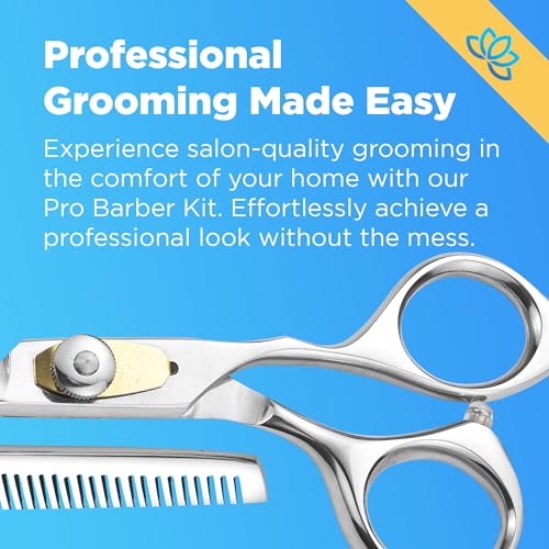 51flgd0CwbL.jpg Equinox Professional Hair Scissors Set - Premium Barber Kit. Includes Hair Cutting Scissors. Thinning Shears. Straight Razor. Basic Comb. Cleaning Cloth. Oil & Sandpaper - Hair Salon & Barber Supplies