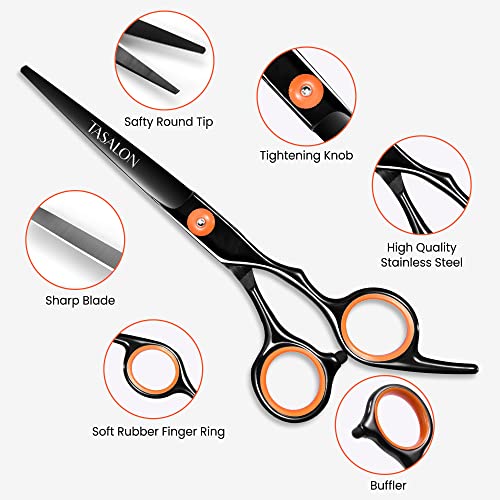 TASALON Hair Cutting Scissors Kit- All-in-1 Set of Hair Cutting Scissors - Professional Hair Shears. Thinning Scissor. Hair Comb. Neck Duster in Leather Bag -Haircut Scissor Kit