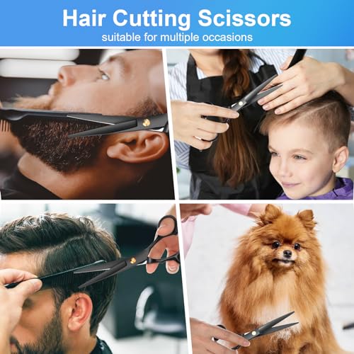 51jsML5EMbL.jpg Hair Cutting Scissors Kit. Professional Barber Shears Set with Hair Scissors Thinning Shears. Tijeras para Cortar Cabello Haircutting Sheers Hair Cut Blending Salon Scissor for Men Women Pet