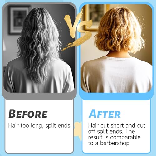 Professional Hair Styling Tools: DIY Layering and Trimming Kit with Clips. Guide for Bangs. Layers. Split Ends - Blue