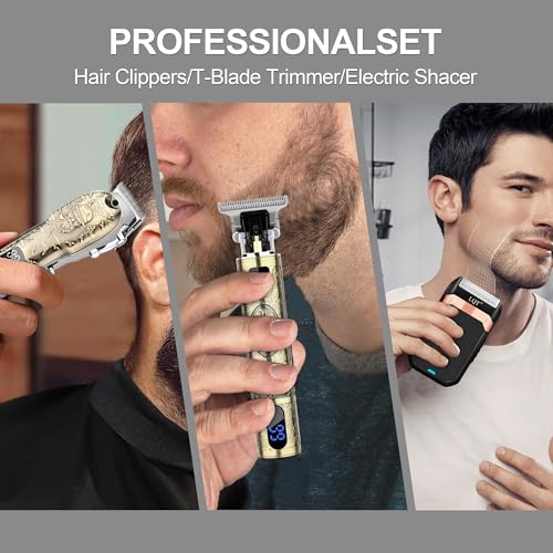 Hair Clippers Set for Men. Hair Clipper Trimmer with LED Display. Professional Cordless Hair Clipper Shaver Beard Trimmer. Hair Cutting Machine for Men. Holiday Gift for Him Father's Day Gift