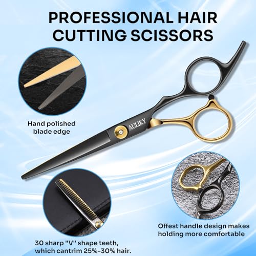 Hair Cutting Scissors Shears Kits. 15 Pcs Professional Hairdressing Scissors Set. Stainless Steel Hairdressing Shears Set Professional Thinning Scissors for Barber/Salon/Home/Men/Women/Kids/Adults