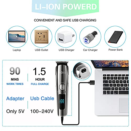 Brightup Beard Trimmer for Men - Electric Razor & Shaver. Cordless Hair Clippers Trimmers Set. IPX7 Waterproof Mens Grooming Kit for Shaving Face. Mustache. Body. Ear. Nose Hair Trimmer. Gifts for Men