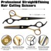 Professional Hair Cutting Scissors Set - Stainless Steel Barber Scissors & Thinning Shears. Black Salon & Home Hairdressing Tools