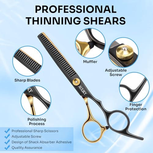 Hair Cutting Scissors Shears Kits. 15 Pcs Professional Hairdressing Scissors Set. Stainless Steel Hairdressing Shears Set Professional Thinning Scissors for Barber/Salon/Home/Men/Women/Kids/Adults