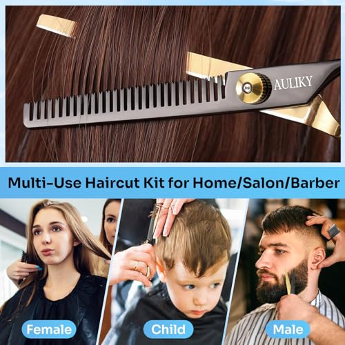 Hair Cutting Scissors Shears Kits. 15 Pcs Professional Hairdressing Scissors Set. Stainless Steel Hairdressing Shears Set Professional Thinning Scissors for Barber/Salon/Home/Men/Women/Kids/Adults