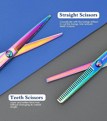51wcwyOEbeL.jpg Hair Cutting Scissors Kits.11Pcs Professional Haircut Scissors Kit with Comb.Clips.Cape.New Craftsmanship Stainless Steel Hairdressing Thinning Shears Set for Barber.Salon.Home.Men.Women