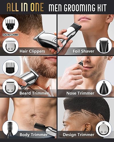 Ufree Beard Trimmer for Men. Waterproof Electric Razor for Nose. Body. Face & Mustache. Cordless Hair Clippers Shavers Grooming Kit. Gifts for Men Husband Father