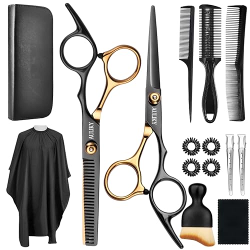 Hair Cutting Scissors Shears Kits. 15 Pcs Professional Hairdressing Scissors Set. Stainless Steel Hairdressing Shears Set Professional Thinning Scissors for Barber/Salon/Home/Men/Women/Kids/Adults