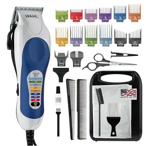 51xyn7u5V1L.jpg Wahl Clipper USA Color Pro Complete Haircutting Kit with Easy Color Coded Guide Combs - Corded Clipper for Hair Clipping & Grooming Men. Women. & Children - Model 79300-1001M