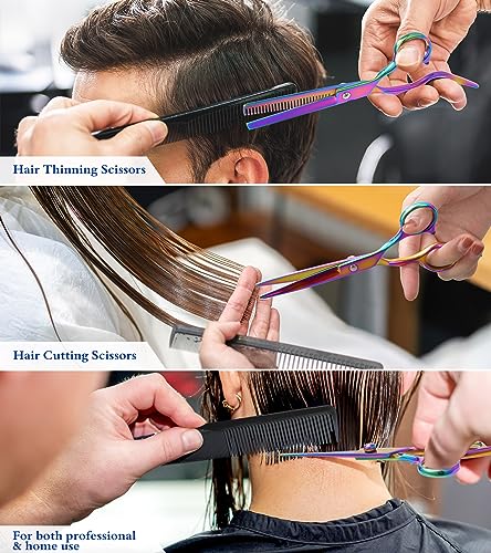 51y4q8j7OOL.jpg Hair Cutting Scissors Kits.11Pcs Professional Haircut Scissors Kit with Comb.Clips.Cape.New Craftsmanship Stainless Steel Hairdressing Thinning Shears Set for Barber.Salon.Home.Men.Women