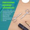 Facial Hair Small Grooming Scissors For Men Women - Eyebrow. Nose Hair. Mustache. Beard. Eyelashes. Ear Trimming Kit - Curved and Rounded Safety Tip Clippers For Hair Cutting - 2PCS Silver