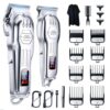 KIKIDO Hair Clippers Professional Cordless for Men. Barber Clippers for Hair Cutting Kit. Wireless LCD Display Hair Trimmers Set. Rechargeable Haircut Machine for Family (Sliver)